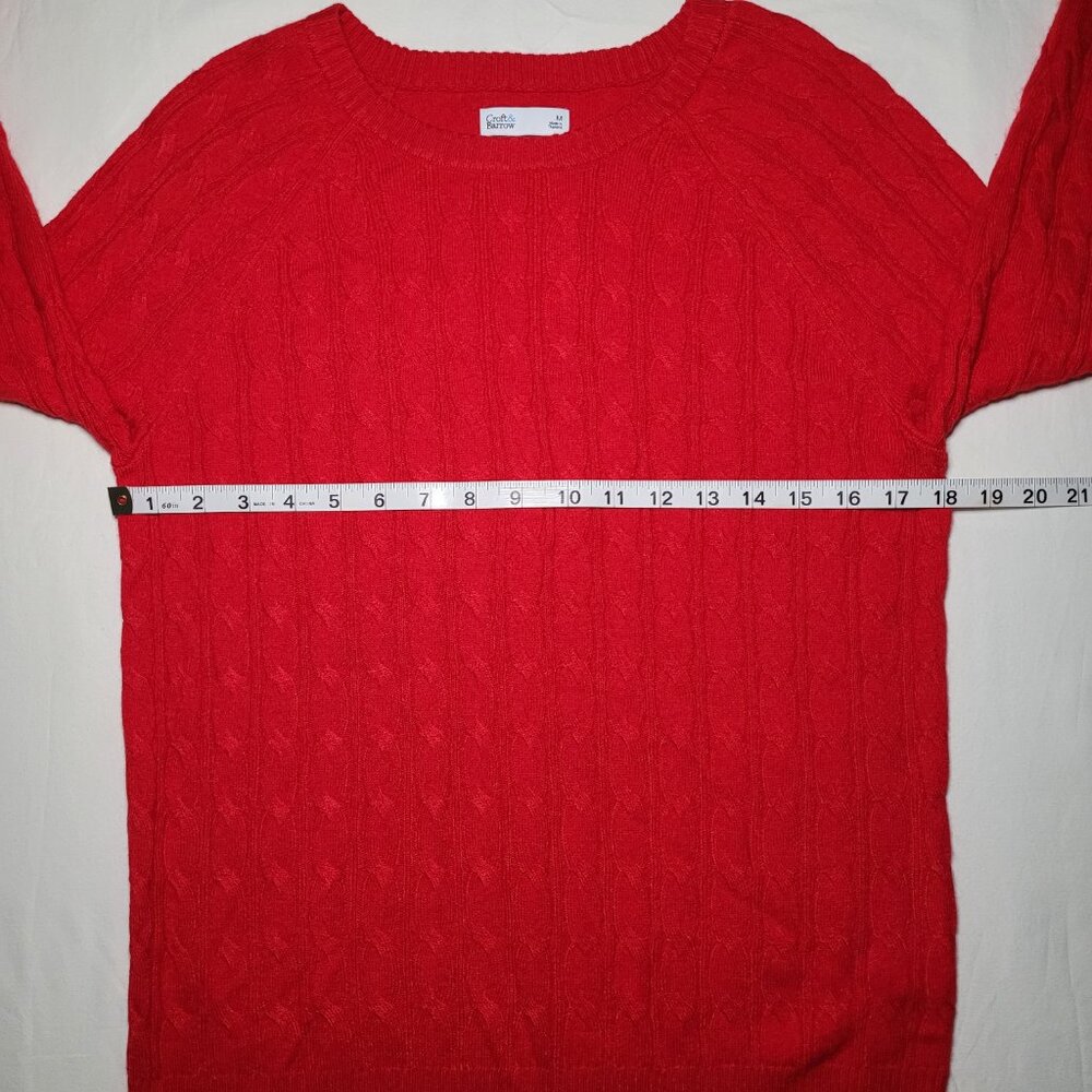 Croft & Barrow Cable Knit Sweater Red Womens Medium Preppy Cottagecore - Picture 2 of 9